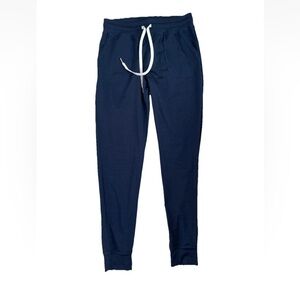 Zyia Navy Blue Cozy Jogger Pants Women’s Sz S Pockets Drawstring High Rise